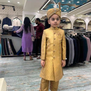 Golden Kids Sherwani Set