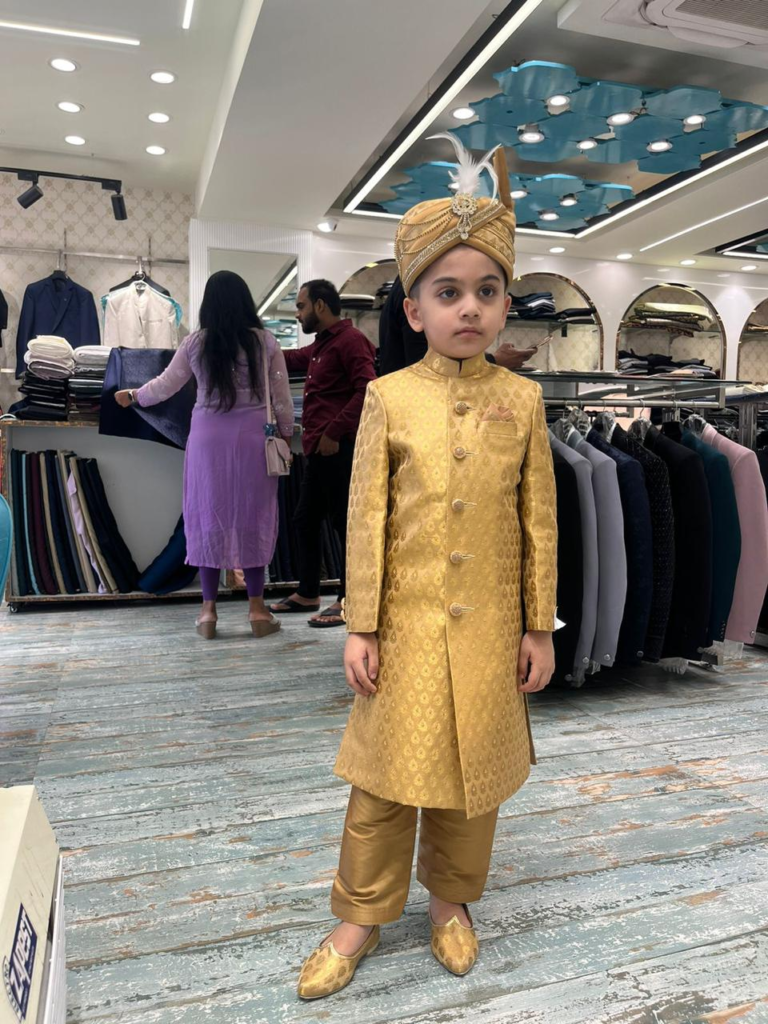 Golden Kids Sherwani Set