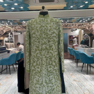 Olive Green Embroidered Sherwani