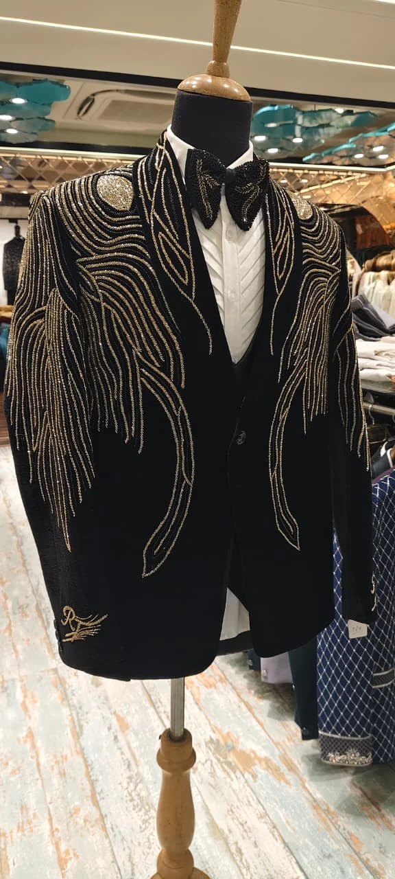 Black velvet designer tuxedo