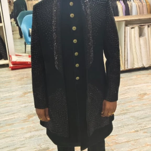 Black Embroidered Indo-Western